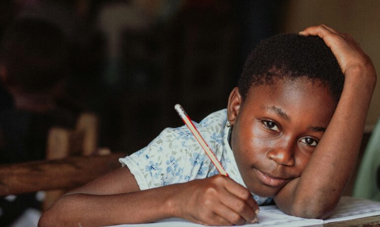 African Student studying